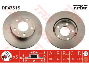 TRW DF4751S stabdžių diskas 
 Stabdžių sistema -> Diskinis stabdys -> Stabdžių diskas
424937, 424938, 4249A6, 51705758