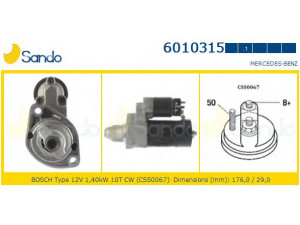 SANDO 6010315.1 starteris 
 Elektros įranga -> Starterio sistema -> Starteris
0051516501, 0061510501