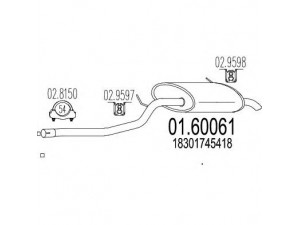 MTS 01.60061 galinis duslintuvas 
 Išmetimo sistema -> Duslintuvas
18301745418