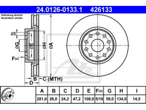 ATE 24.0126-0133.1 stabdžių diskas 
 Dviratė transporto priemonės -> Stabdžių sistema -> Stabdžių diskai / priedai
46449390, 60814639, 71739635, 82480447