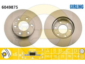 GIRLING 6049875 stabdžių diskas 
 Dviratė transporto priemonės -> Stabdžių sistema -> Stabdžių diskai / priedai
2996131, 504121605