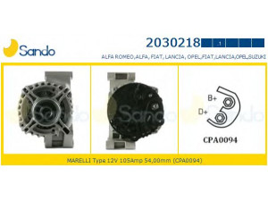 SANDO 2030218.1 kintamosios srovės generatorius 
 Elektros įranga -> Kint. sr. generatorius/dalys -> Kintamosios srovės generatorius
13256929, 6204281