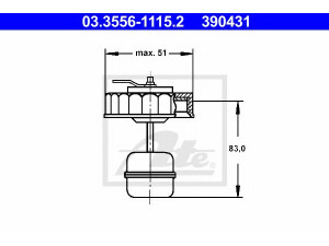 ATE 03.3556-1115.2 kamštis, stabdžių skysčio rezervuaras