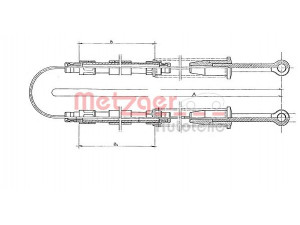 METZGER 321.4 trosas, stovėjimo stabdys 
 Stabdžių sistema -> Valdymo svirtys/trosai
7573814, 5972833