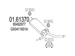 MTS 01.61370 galinis duslintuvas 
 Išmetimo sistema -> Duslintuvas
95492977, 95537185, GX0411601A