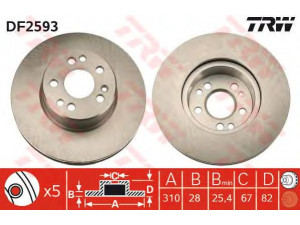 TRW DF2593 stabdžių diskas 
 Stabdžių sistema -> Diskinis stabdys -> Stabdžių diskas
1404210312, A1404210312
