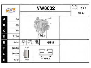 SNRA VW8032 kintamosios srovės generatorius 
 Elektros įranga -> Kint. sr. generatorius/dalys -> Kintamosios srovės generatorius
028903026A