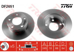 TRW DF2651 stabdžių diskas 
 Dviratė transporto priemonės -> Stabdžių sistema -> Stabdžių diskai / priedai
4A0615301A, 4A0615601A, 4AO615301A
