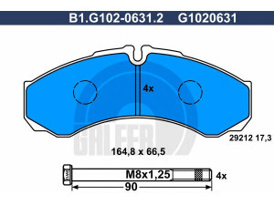 GALFER B1.G102-0631.2 stabdžių trinkelių rinkinys, diskinis stabdys 
 Techninės priežiūros dalys -> Papildomas remontas
42470835