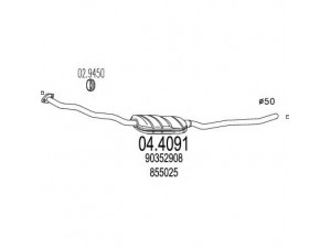 MTS 04.4091 katalizatoriaus keitiklis 
 Išmetimo sistema -> Katalizatoriaus keitiklis
855025, 90352908