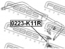 FEBEST 0223-K11R šarnyro stabilizatorius 
 Ašies montavimas/vairavimo mechanizmas/ratai -> Stabilizatorius/fiksatoriai -> Savaime išsilyginanti atrama
GA2B-28-170, 56261-0Z800, 56261-4F702