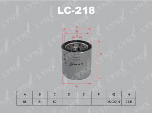 LYNXauto LC-218 alyvos filtras 
 Filtrai -> Alyvos filtras
5-86128-860-0, 1M08-14-302, 1N03-14-302