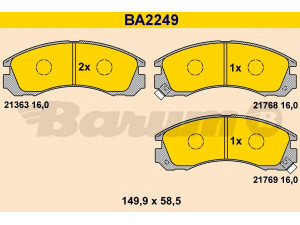 BARUM BA2249 stabdžių trinkelių rinkinys, diskinis stabdys 
 Techninės priežiūros dalys -> Papildomas remontas
4253 88, 4254 30, 4605A492, MB858400