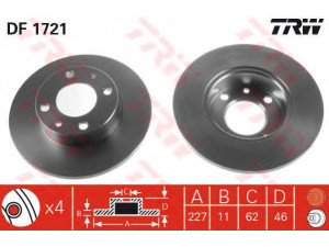 TRW DF1721 stabdžių diskas 
 Dviratė transporto priemonės -> Stabdžių sistema -> Stabdžių diskai / priedai
4139010, 4208311, 4385812, 71738422