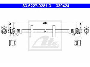 ATE 83.6227-0281.3 stabdžių žarnelė 
 Stabdžių sistema -> Stabdžių žarnelės
6758585, 93BB-2282-AA