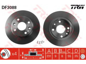 TRW DF3088 stabdžių diskas 
 Dviratė transporto priemonės -> Stabdžių sistema -> Stabdžių diskai / priedai
B46126251A, B46126251C, B46126251D