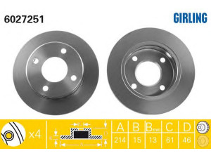 GIRLING 6027251 stabdžių diskas 
 Stabdžių sistema -> Diskinis stabdys -> Stabdžių diskas
4020627B01