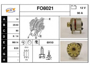 SNRA FO8021 kintamosios srovės generatorius 
 Elektros įranga -> Kint. sr. generatorius/dalys -> Kintamosios srovės generatorius
85GB10300KA, 86GF10300AA