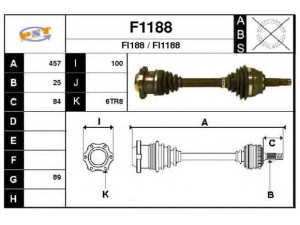 SNRA F1188 kardaninis velenas 
 Ratų pavara -> Kardaninis velenas
1600013742, 46307687