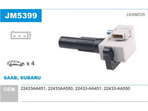 JANMOR JM5399 ritė, uždegimas 
 Kibirkšties / kaitinamasis uždegimas -> Uždegimo ritė
12870, 22433-AA451, 22433-AA550