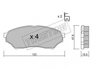 TRUSTING 412.0 stabdžių trinkelių rinkinys, diskinis stabdys 
 Techninės priežiūros dalys -> Papildomas remontas
MN102615, MR475453