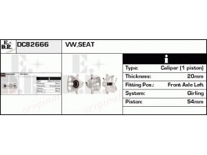 EDR DC82666 stabdžių apkaba 
 Stabdžių sistema -> Stabdžių matuoklis -> Stabdžių matuoklio montavimas
6N0 615 123C