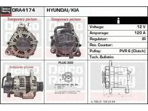 DELCO REMY DRA4174 kintamosios srovės generatorius 
 Elektros įranga -> Kint. sr. generatorius/dalys -> Kintamosios srovės generatorius
37300-27010, 37300-27011, 37300-27012