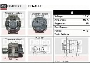 DELCO REMY DRA0077 kintamosios srovės generatorius 
 Elektros įranga -> Kint. sr. generatorius/dalys -> Kintamosios srovės generatorius
8200103726, 8200727051