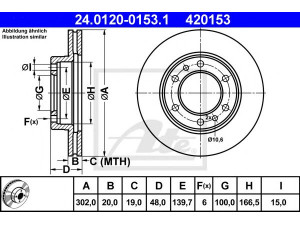ATE 24.0120-0153.1 stabdžių diskas 
 Stabdžių sistema -> Diskinis stabdys -> Stabdžių diskas
43512-60011, 43512-60040, 43512-69015