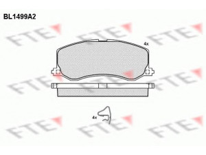 FTE BL1499A2 stabdžių trinkelių rinkinys, diskinis stabdys 
 Techninės priežiūros dalys -> Papildomas remontas
55200-61832, 55200-62850, 55200-62851