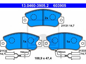 ATE 13.0460-3905.2 stabdžių trinkelių rinkinys, diskinis stabdys 
 Techninės priežiūros dalys -> Papildomas remontas
795341, 795356, 60750464, 60750780