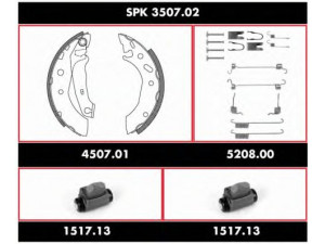 WOKING SPK 3507.02 stabdžių rinkinys, būgniniai stabdžiai 
 Stabdžių sistema -> Būgninis stabdys -> Stabdžių remonto rinkinys
