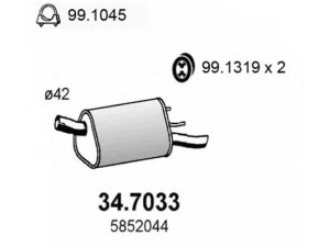 ASSO 34.7033 galinis duslintuvas 
 Išmetimo sistema -> Duslintuvas
5852044, 5852719, 90529433