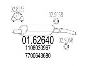 MTS 01.62640 galinis duslintuvas 
 Išmetimo sistema -> Duslintuvas
1108030967, 7700551693, 7700590745