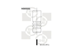 BGA V035551 įleidimo vožtuvas 
 Variklis -> Variklio uždegimo laiko reguliavimo kontrolė -> Vožtuvų eilė -> Vožtuvai/dalys
1041838, 928M6507F2A