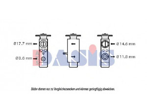 AKS DASIS 840090N išsiplėtimo vožtuvas, oro kondicionavimas 
 Oro kondicionavimas -> Vožtuvai
1248300484, 1248300684, 1408300484