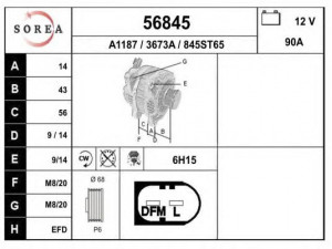 EAI 56845 kintamosios srovės generatorius 
 Elektros įranga -> Kint. sr. generatorius/dalys -> Kintamosios srovės generatorius
074903025K