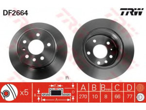 TRW DF2664 stabdžių diskas 
 Stabdžių sistema -> Diskinis stabdys -> Stabdžių diskas
569207, 90442651, 90442651