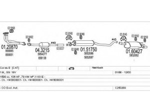 MTS C250289005424 išmetimo sistema 
 Išmetimo sistema -> Išmetimo sistema, visa