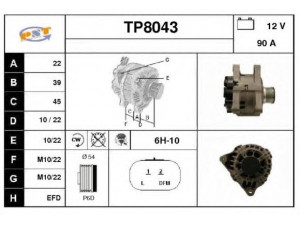 SNRA TP8043 kintamosios srovės generatorius 
 Elektros įranga -> Kint. sr. generatorius/dalys -> Kintamosios srovės generatorius
5702H0, 5705CT