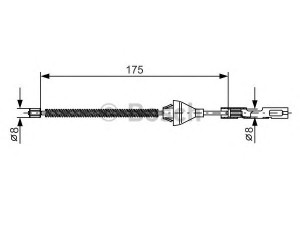 BOSCH 1 987 477 906 trosas, stovėjimo stabdys 
 Stabdžių sistema -> Valdymo svirtys/trosai
1209852, 1220462, 1253162, 1343668