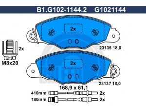 GALFER B1.G102-1144.2 stabdžių trinkelių rinkinys, diskinis stabdys 
 Techninės priežiūros dalys -> Papildomas remontas
4251 45, 4252 11