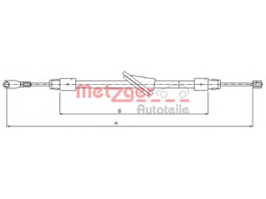 METZGER 10.9443 trosas, stovėjimo stabdys 
 Stabdžių sistema -> Valdymo svirtys/trosai
210 420 0885, 210 420 1885