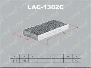 LYNXauto LAC-1302C filtras, salono oras 
 Šildymas / vėdinimas -> Oro filtras, keleivio vieta
6441.EJ, 6447.RG, 6447.TC, 6450.RE