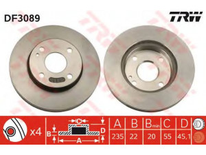 TRW DF3089 stabdžių diskas 
 Dviratė transporto priemonės -> Stabdžių sistema -> Stabdžių diskai / priedai
F1CZ1125A, F2CZ1125B, B26Y3325XA