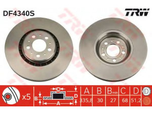 TRW DF4340S stabdžių diskas 
 Stabdžių sistema -> Diskinis stabdys -> Stabdžių diskas
30657301, 306573013, 31262489