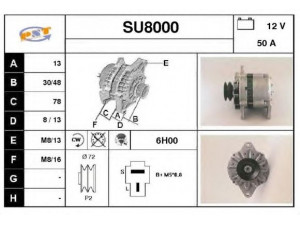 SNRA SU8000 kintamosios srovės generatorius
23700AA020, 23700AA030, LR150199