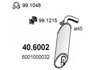 ASSO 40.6002 vidurinis duslintuvas 
 Išmetimo sistema -> Duslintuvas
6001000032