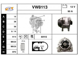 SNRA VW8113 kintamosios srovės generatorius 
 Elektros įranga -> Kint. sr. generatorius/dalys -> Kintamosios srovės generatorius