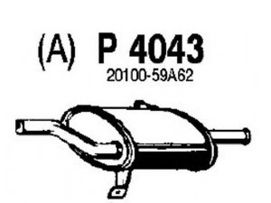 FENNO P4043 galinis duslintuvas 
 Išmetimo sistema -> Duslintuvas
20100-50A62, 20100-59A62